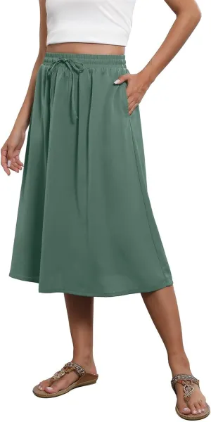 Women's Beach Vacation Clothes Casual Loose Trendy Elastic High Waist Floral Print Bohemian Maxi Skirts 2025, S-2XL
