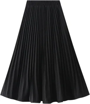 Womens Casual Fashion Stretch Skirt Women Midi Skirts for Women Waist Solid Skirt Elegant Womens Pleated Maxi