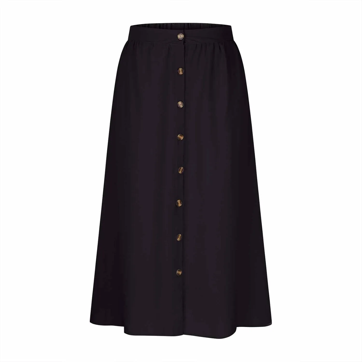 Womens Casual Front Button Skirts 2025 Summer Outfit Flowy Beach Skirts for Women Elastic High Waisted Midi Skirt