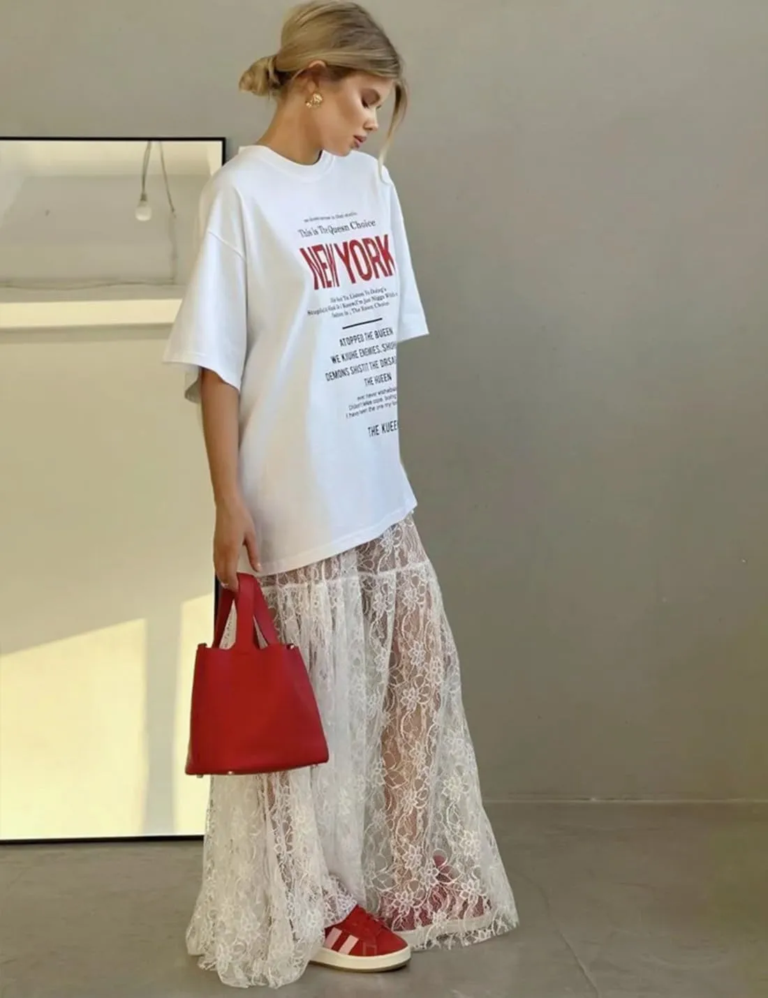 Women's Floral Lace Skirt See-Through Floral Maxi Mesh Tulle Skirt Sheer Flowy Lace Skirts