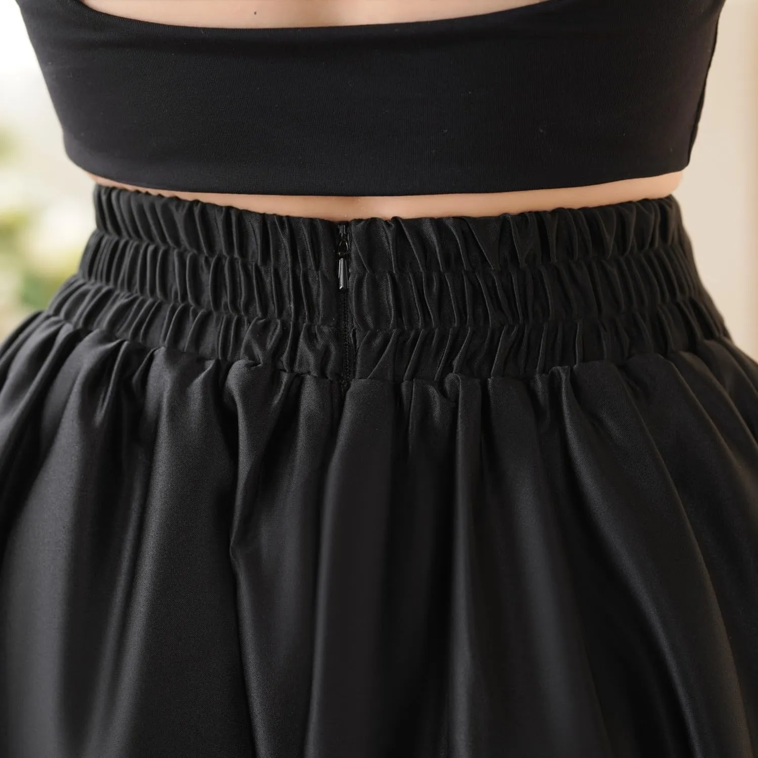 Women's Front Pleated Back Elastic Formal Prom Party Maxi Skirt A-Line Satin Skirts with Pockets
