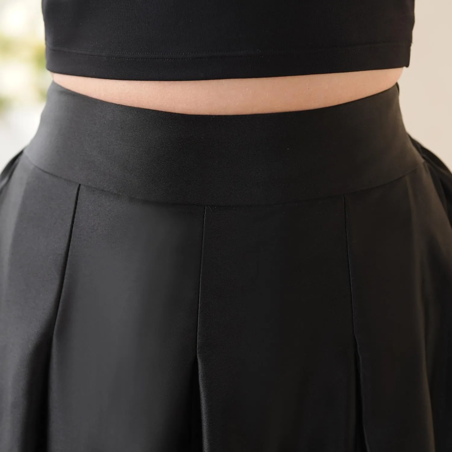 Women's Front Pleated Back Elastic Formal Prom Party Maxi Skirt A-Line Satin Skirts with Pockets