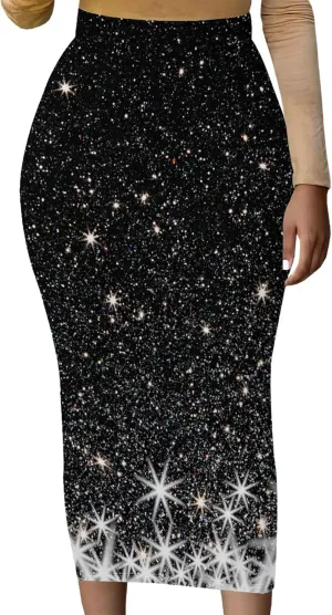 Women's High Waist Stretch Party Club Night Out Maxi Long Pencil Skirts Office Work Below Knee Bodycon for Business Casual