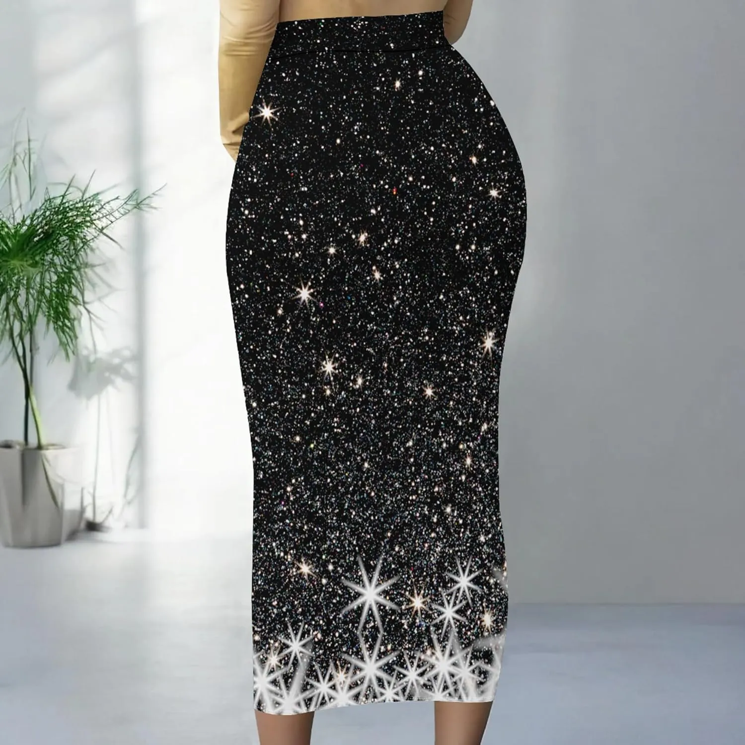 Women's High Waist Stretch Party Club Night Out Maxi Long Pencil Skirts Office Work Below Knee Bodycon for Business Casual