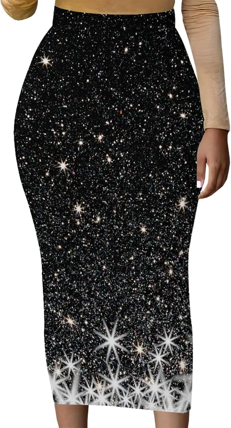 Women's High Waist Stretch Party Club Night Out Maxi Long Pencil Skirts Office Work Below Knee Bodycon for Business Casual