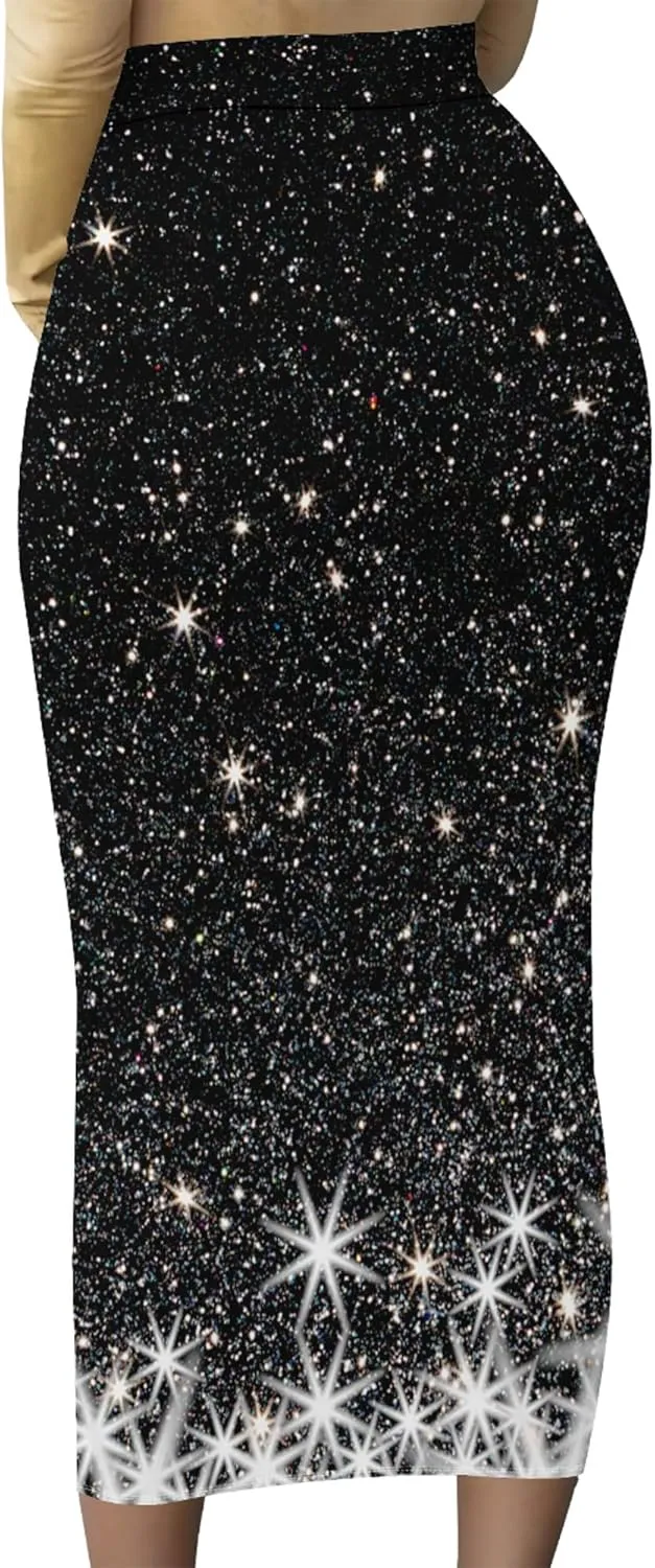 Women's High Waist Stretch Party Club Night Out Maxi Long Pencil Skirts Office Work Below Knee Bodycon for Business Casual