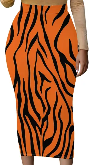 Women's High Waist Tummy Slim Bodycon Club Maxi Long Pencil Skirts Summer Fall Casual Elastic Below Knee Office Work Skirt