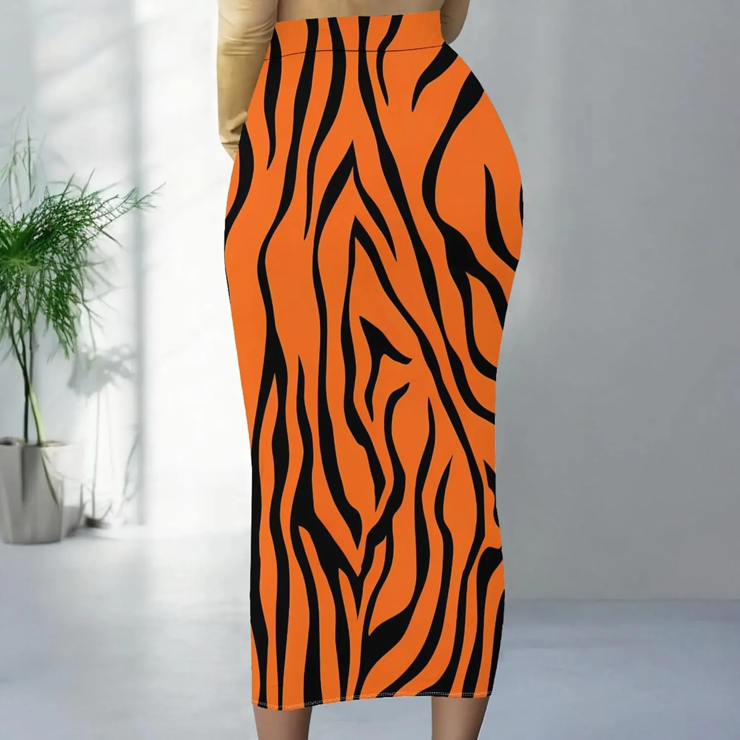 Women's High Waist Tummy Slim Bodycon Club Maxi Long Pencil Skirts Summer Fall Casual Elastic Below Knee Office Work Skirt