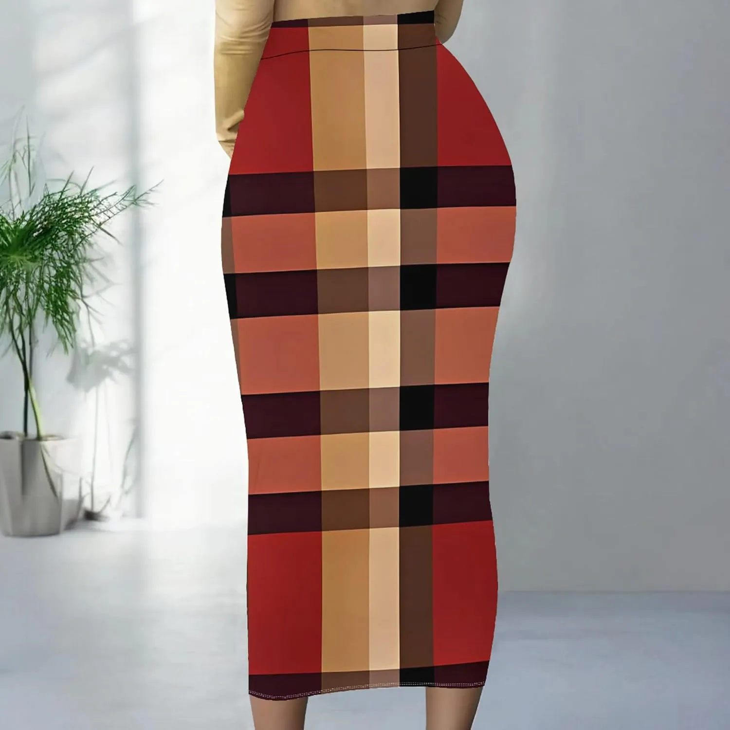 Women's High Waist Tummy Slim Bodycon Club Maxi Long Pencil Skirts Summer Fall Casual Elastic Below Knee Office Work Skirt