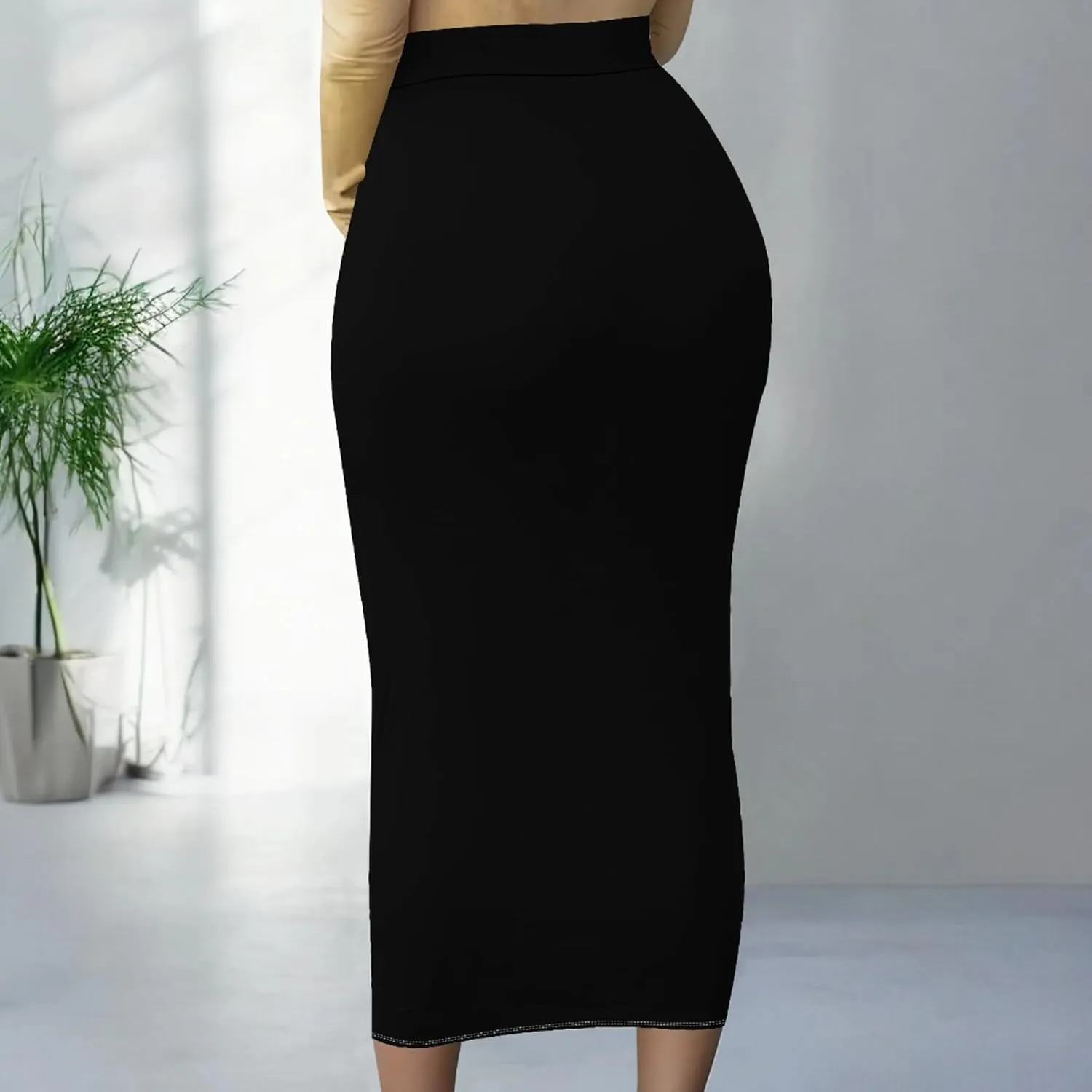 Women's High Waist Tummy Slim Bodycon Club Maxi Long Pencil Skirts Summer Fall Casual Elastic Below Knee Office Work Skirt
