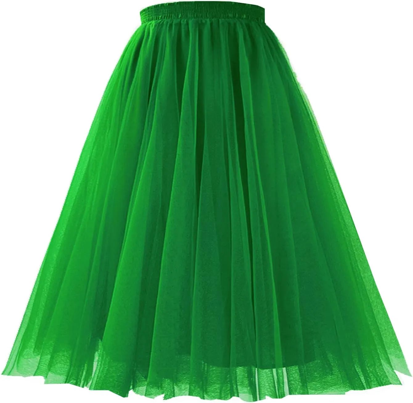 Women's Knee Length Tulle Skirts Layered Prom Party Midi Tutu Skirt