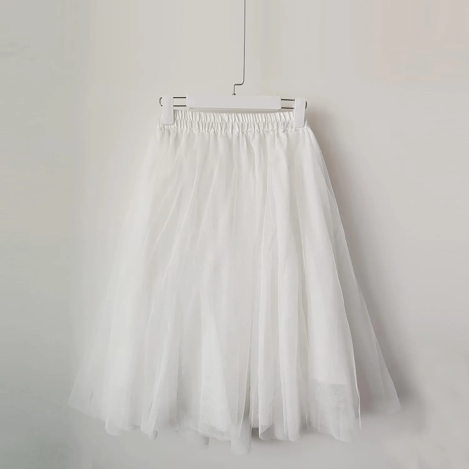 Women's Knee Length Tulle Skirts Layered Prom Party Midi Tutu Skirt