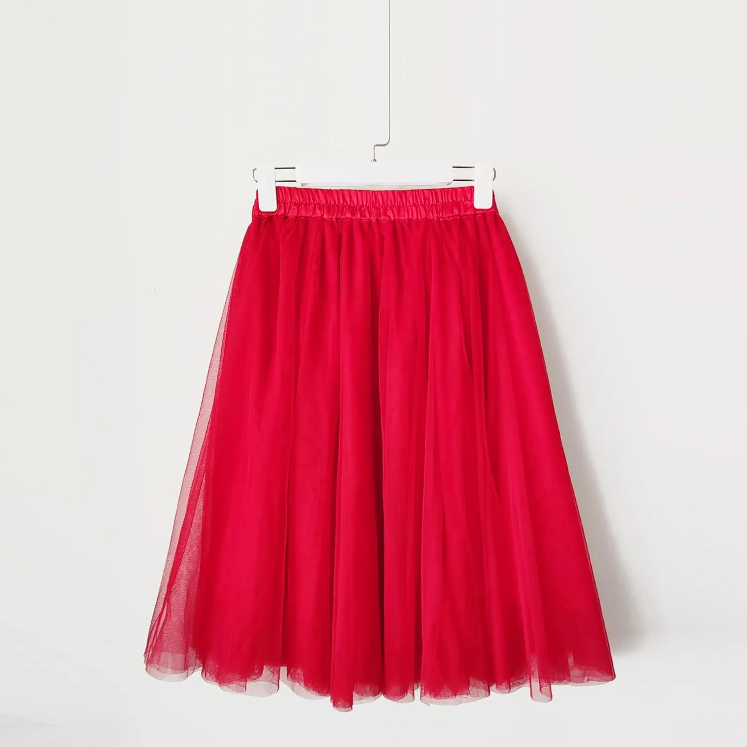 Women's Knee Length Tulle Skirts Layered Prom Party Midi Tutu Skirt