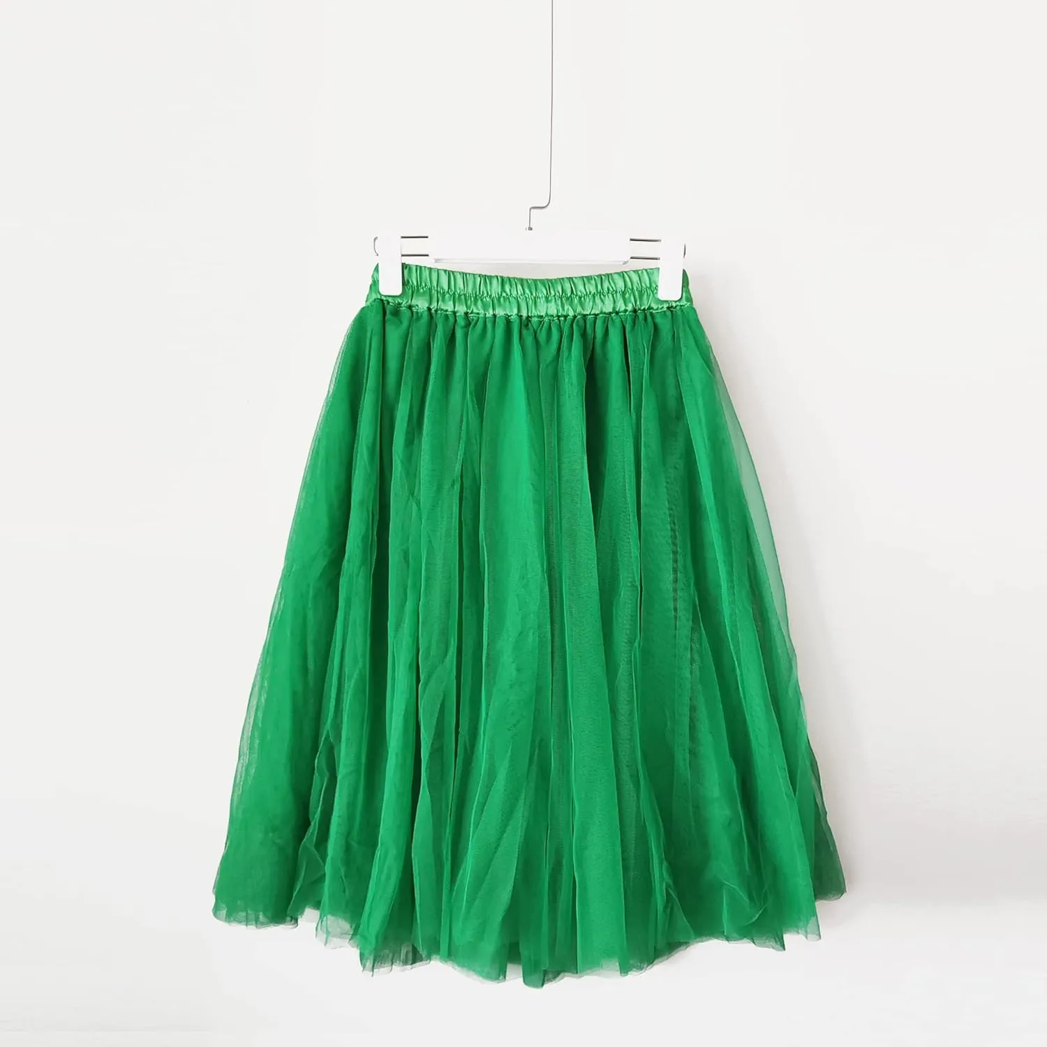 Women's Knee Length Tulle Skirts Layered Prom Party Midi Tutu Skirt