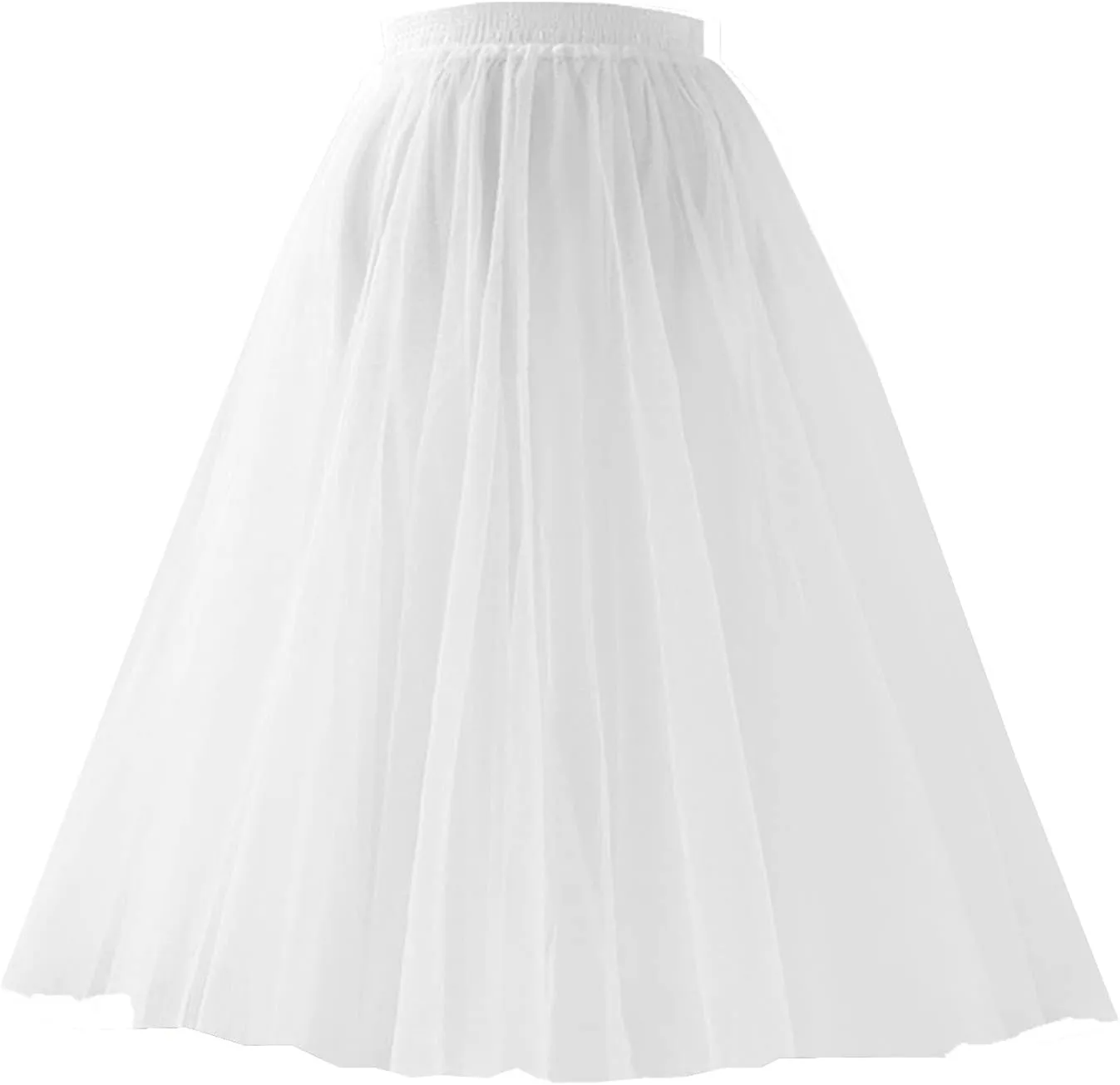 Women's Knee Length Tulle Skirts Layered Prom Party Midi Tutu Skirt