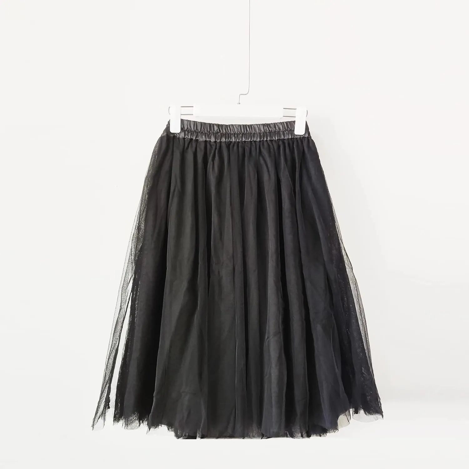 Women's Knee Length Tulle Skirts Layered Prom Party Midi Tutu Skirt