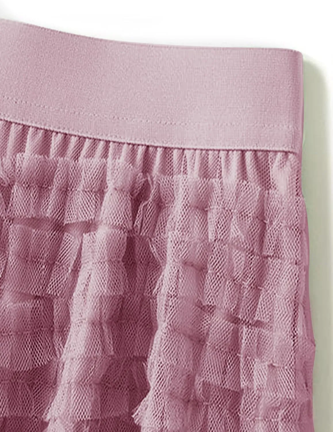 Women's Layered Tulle Skirts A Line Ruffle High Waisted Mesh Long Maxi Skirt Petticoat
