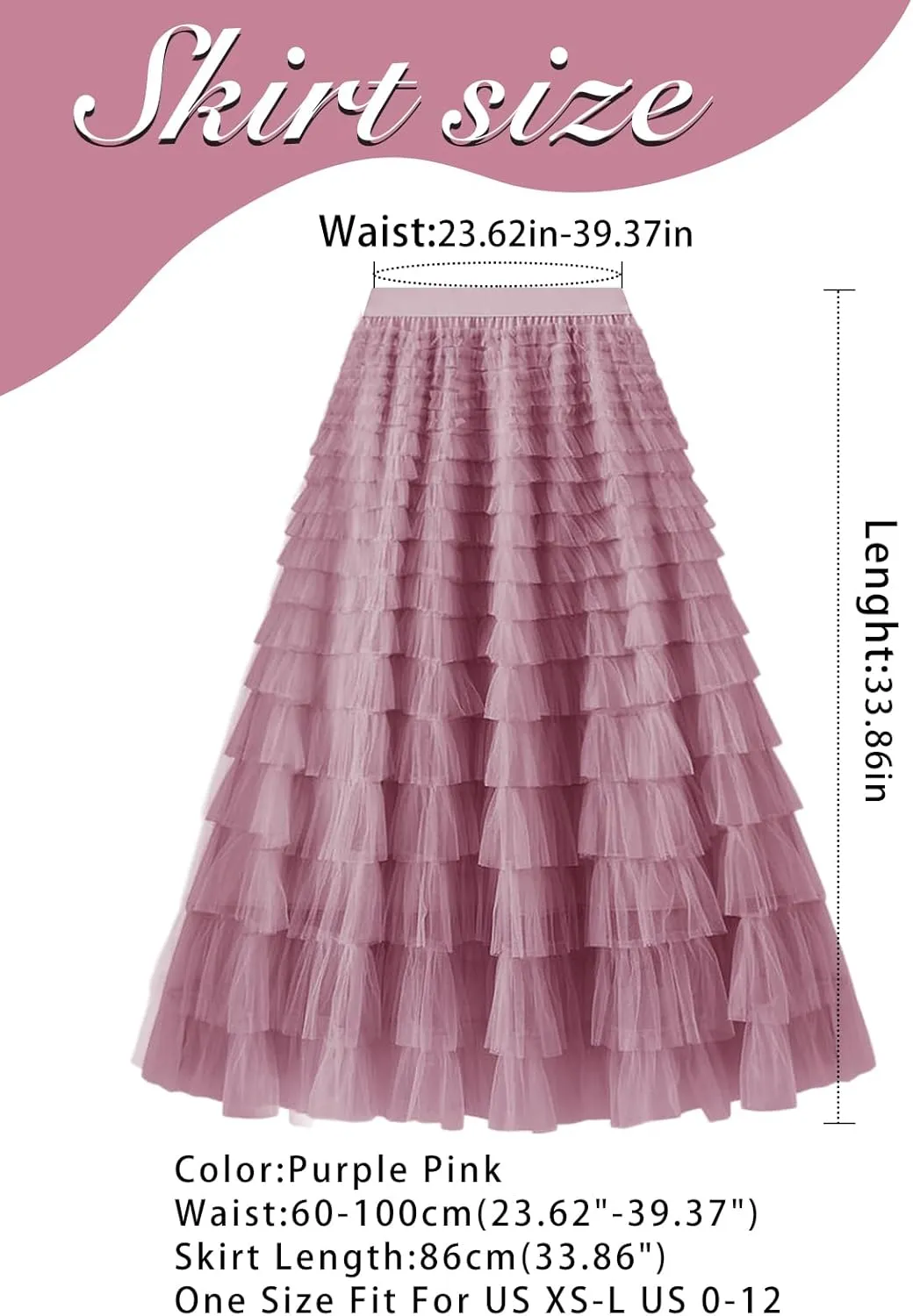 Women's Layered Tulle Skirts A Line Ruffle High Waisted Mesh Long Maxi Skirt Petticoat