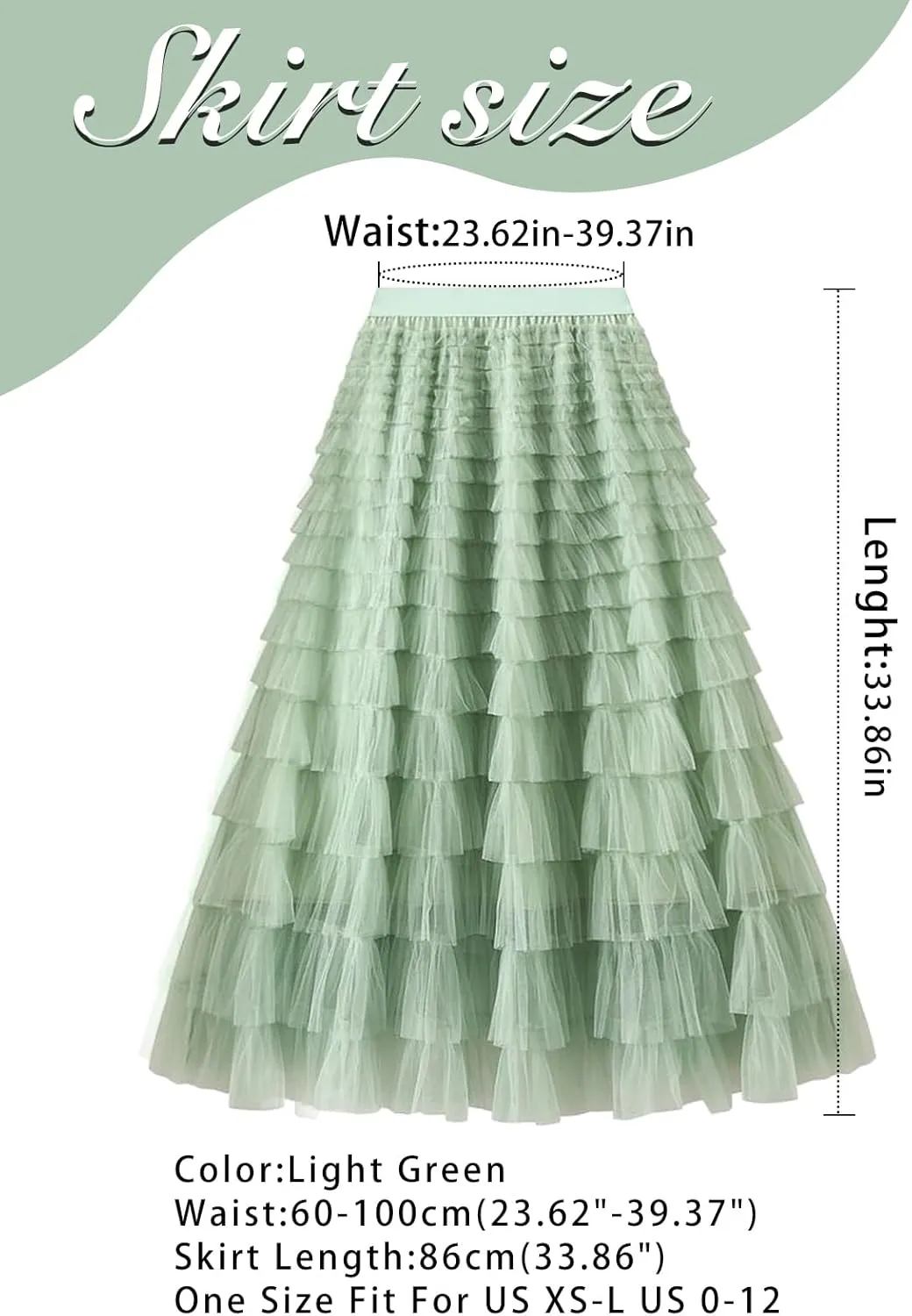 Women's Layered Tulle Skirts A Line Ruffle High Waisted Mesh Long Maxi Skirt Petticoat