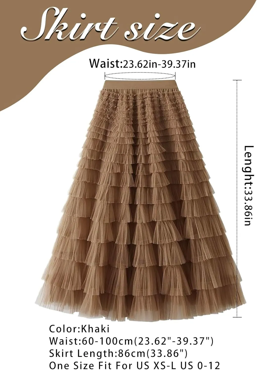 Women's Layered Tulle Skirts A Line Ruffle High Waisted Mesh Long Maxi Skirt Petticoat
