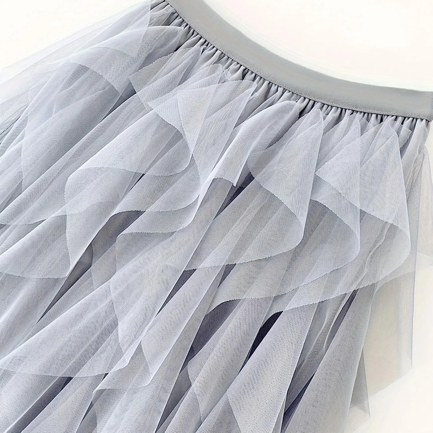 Women's Long A Line Tulle Tutu Skirts Tiered Skirt Petticoat Fairy Mesh Elastic Waist Midi Skirts Holiday Costume