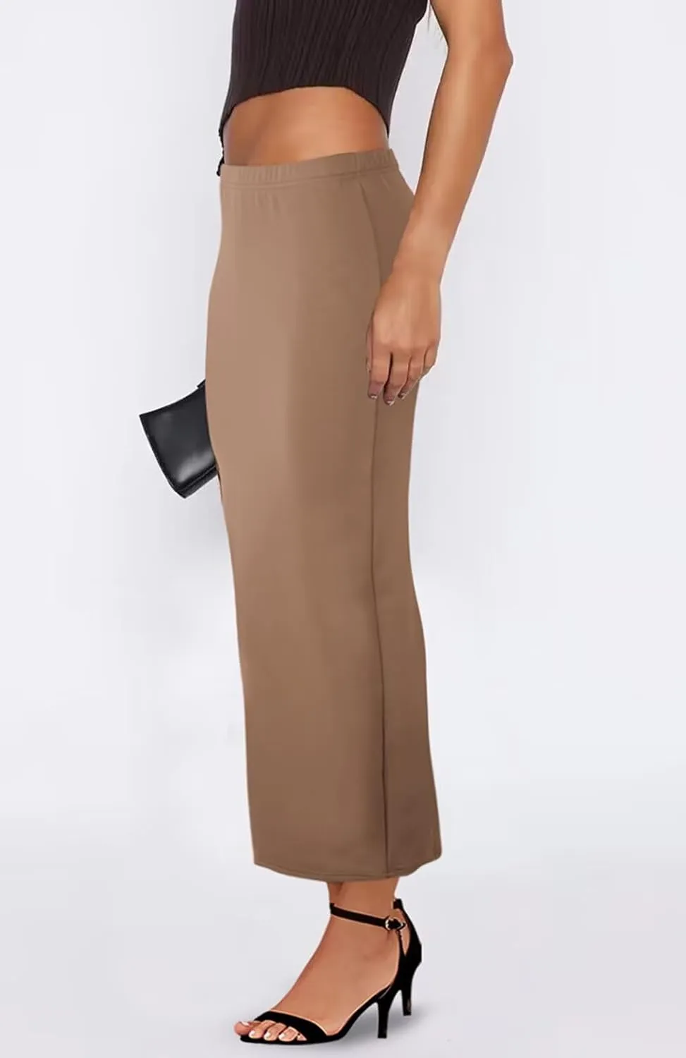 Women's Long Maxi Skirt - Fall Basic Stretch Bodycon High Waist Casual Long Pencil Skirts