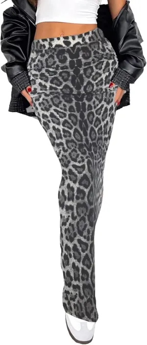 Women's Long Maxi Skirt - Fall Basic Stretch Bodycon High Waist Casual Long Pencil Skirts