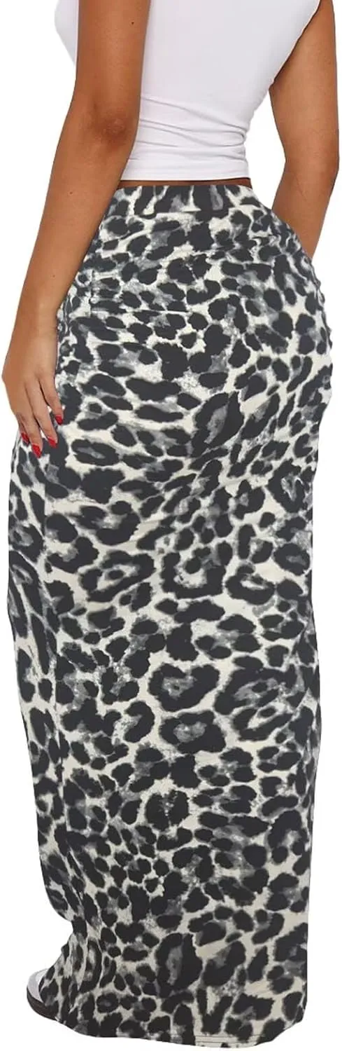 Women's Long Maxi Skirt - Fall Basic Stretch Bodycon High Waist Casual Long Pencil Skirts