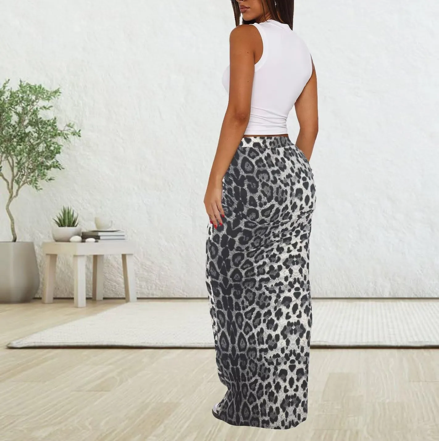 Women's Long Maxi Skirt - Fall Basic Stretch Bodycon High Waist Casual Long Pencil Skirts