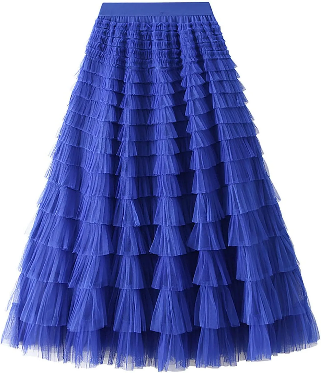 Women's Long Maxi Tulle Skirts A Line Ruffle High Waisted Tiered Layered Mesh Tutu Skirt Petticoat Costumes