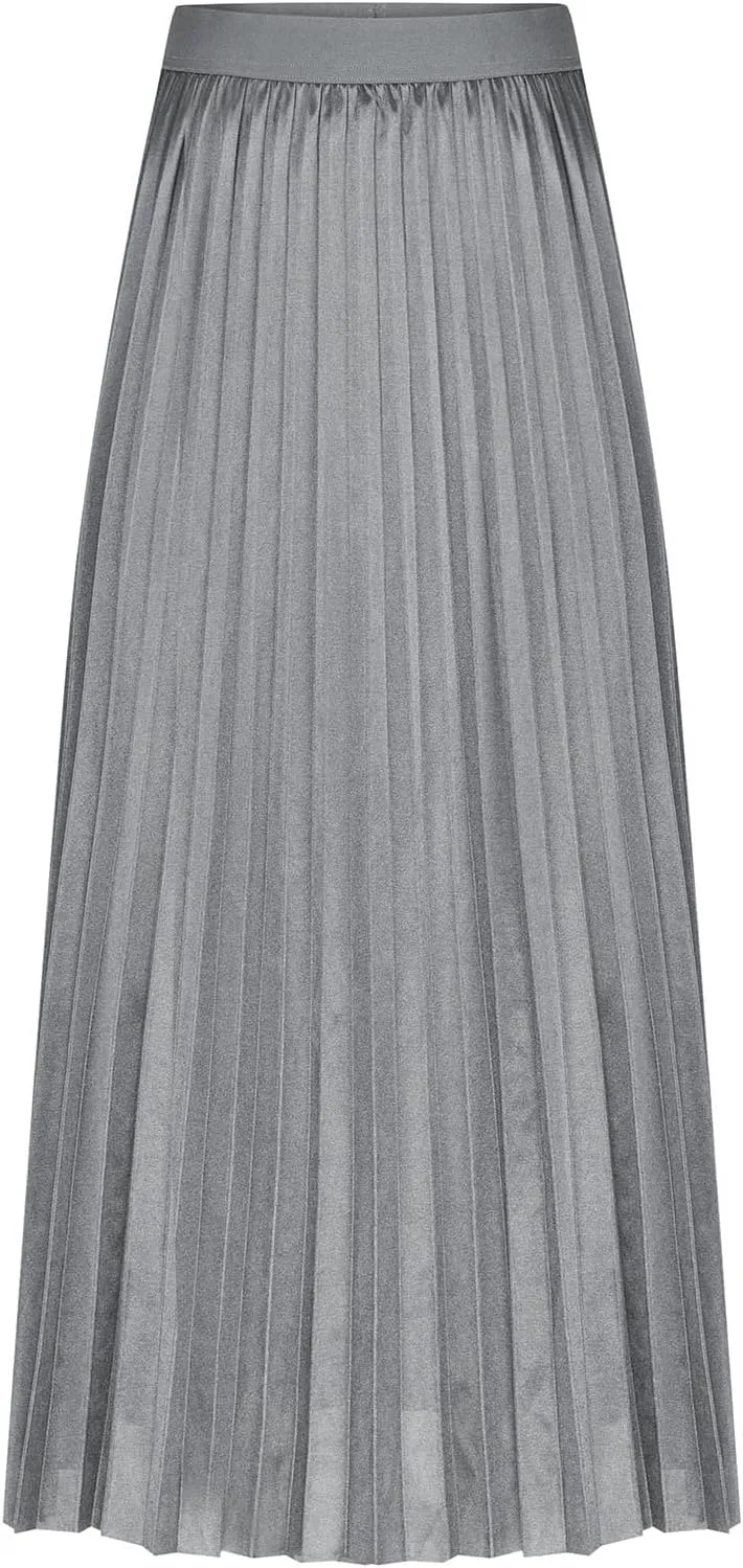 Womens Loose Fit Oversized Skorts for Women Faux Satin Pleated High Cut Plain Maxi Long 2024 Fashion Y2K