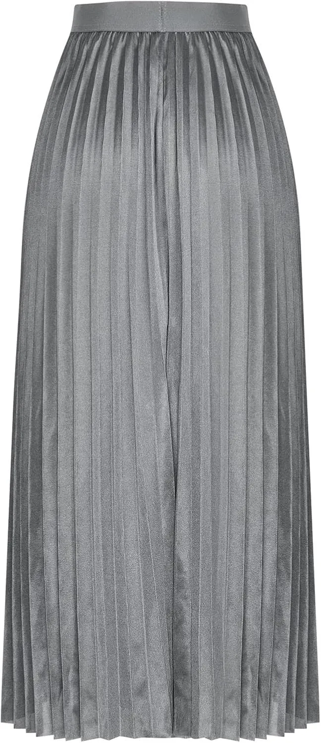 Womens Loose Fit Oversized Skorts for Women Faux Satin Pleated High Cut Plain Maxi Long 2024 Fashion Y2K