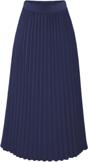 Women's Maxi Skirts Pleated Elegant A-Line Skirts Solid Color Lounge Baggy Long Skirts High Waisted Skirt 2025