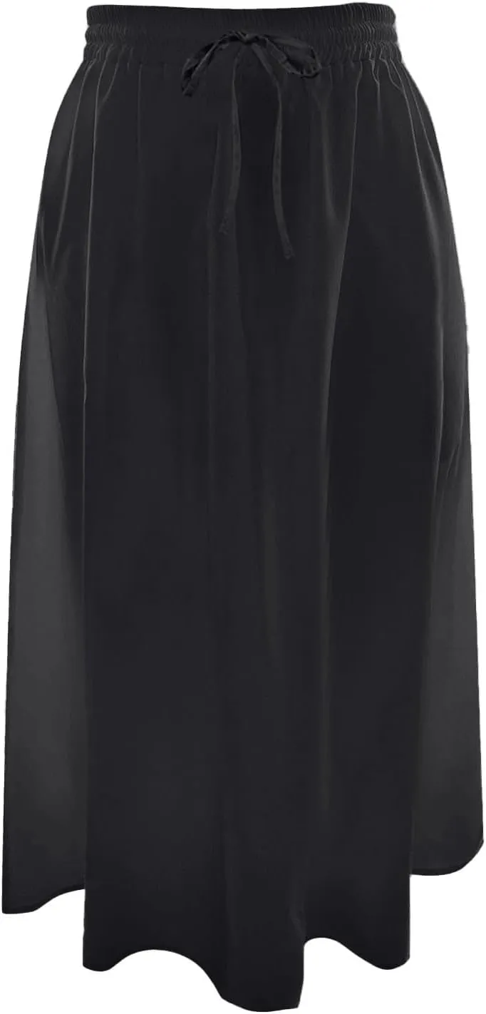 Womens Midi Length Skirt Elastic High Waist 2025 Summer Trendy Vacation Causal A-Line Flowy Pleated Skirts with Pockets