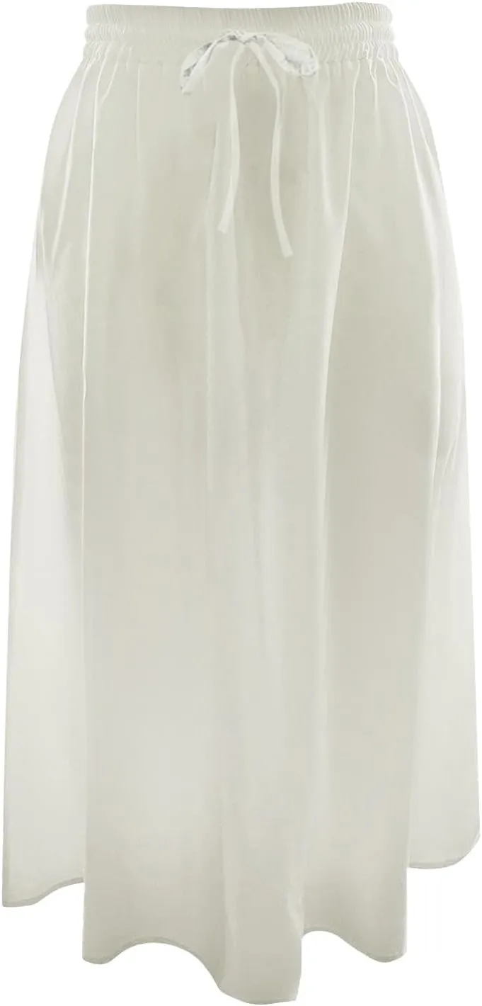 Womens Midi Length Skirt Elastic High Waist 2025 Summer Trendy Vacation Causal A-Line Flowy Pleated Skirts with Pockets