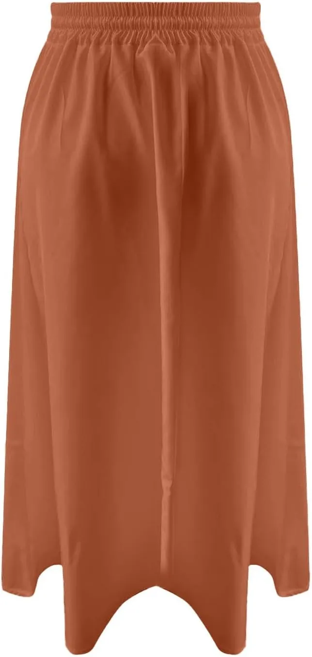 Womens Midi Length Skirt Elastic High Waist 2025 Summer Trendy Vacation Causal A-Line Flowy Pleated Skirts with Pockets