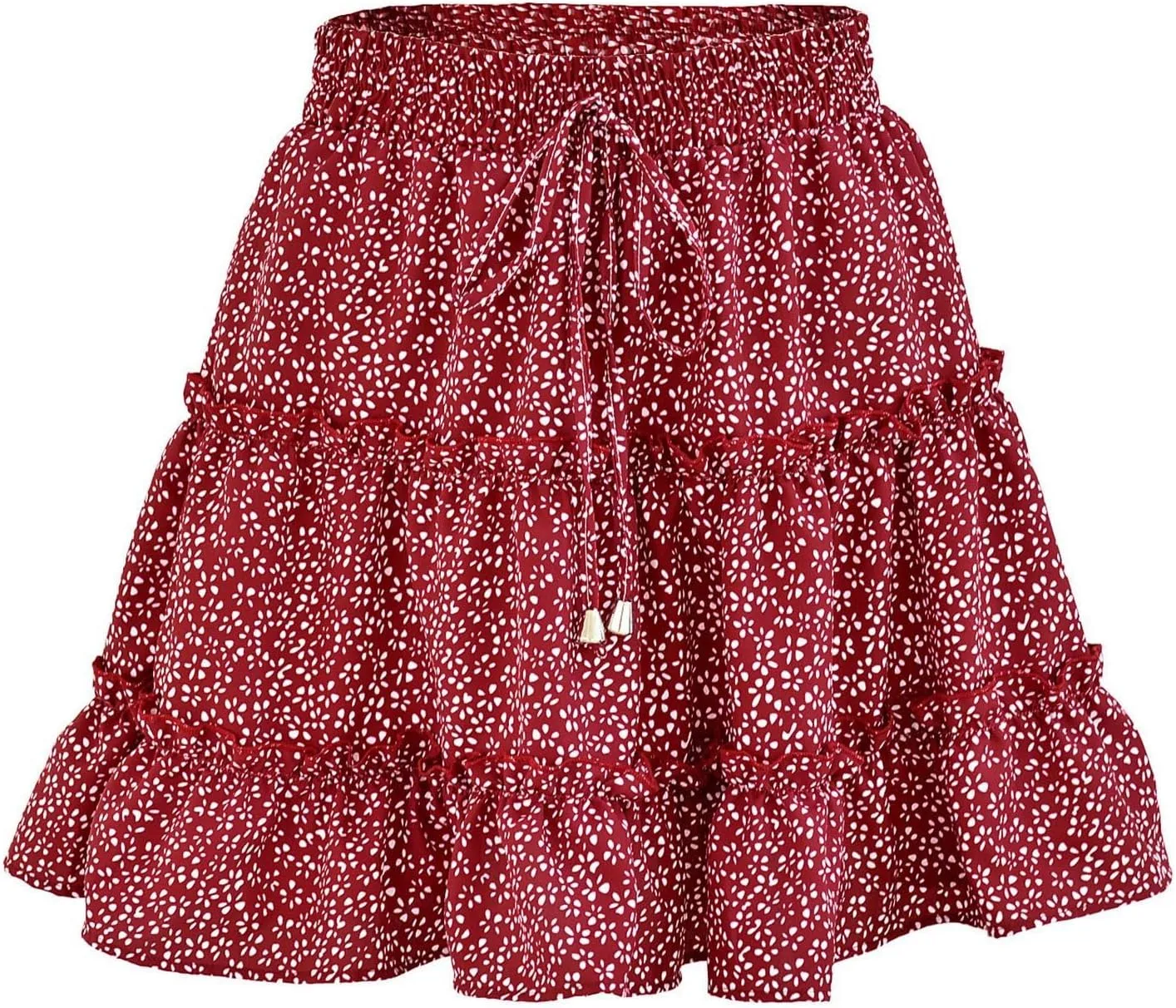 Women's Mini Skirt Summer Casual Stretch Waist Print Pleated Flared A Line Skater Shirt, S-2XL