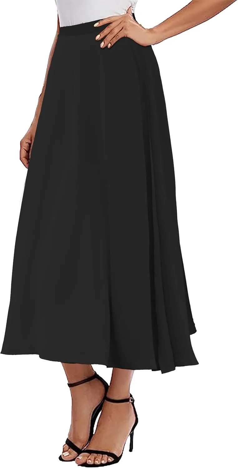 Womens Satin Maxi Skirt Spring Fall Elegant Silk High Waisted Side Split Flowy A Line Casual Formal Long Skirts