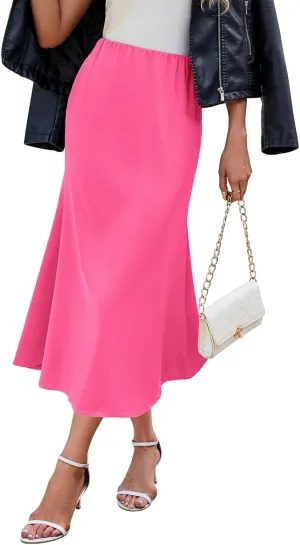 Womens Satin Skirts for Womens Silk Skirt Midi Skirt High Waisted Satin Dress Elegant Work Skirts