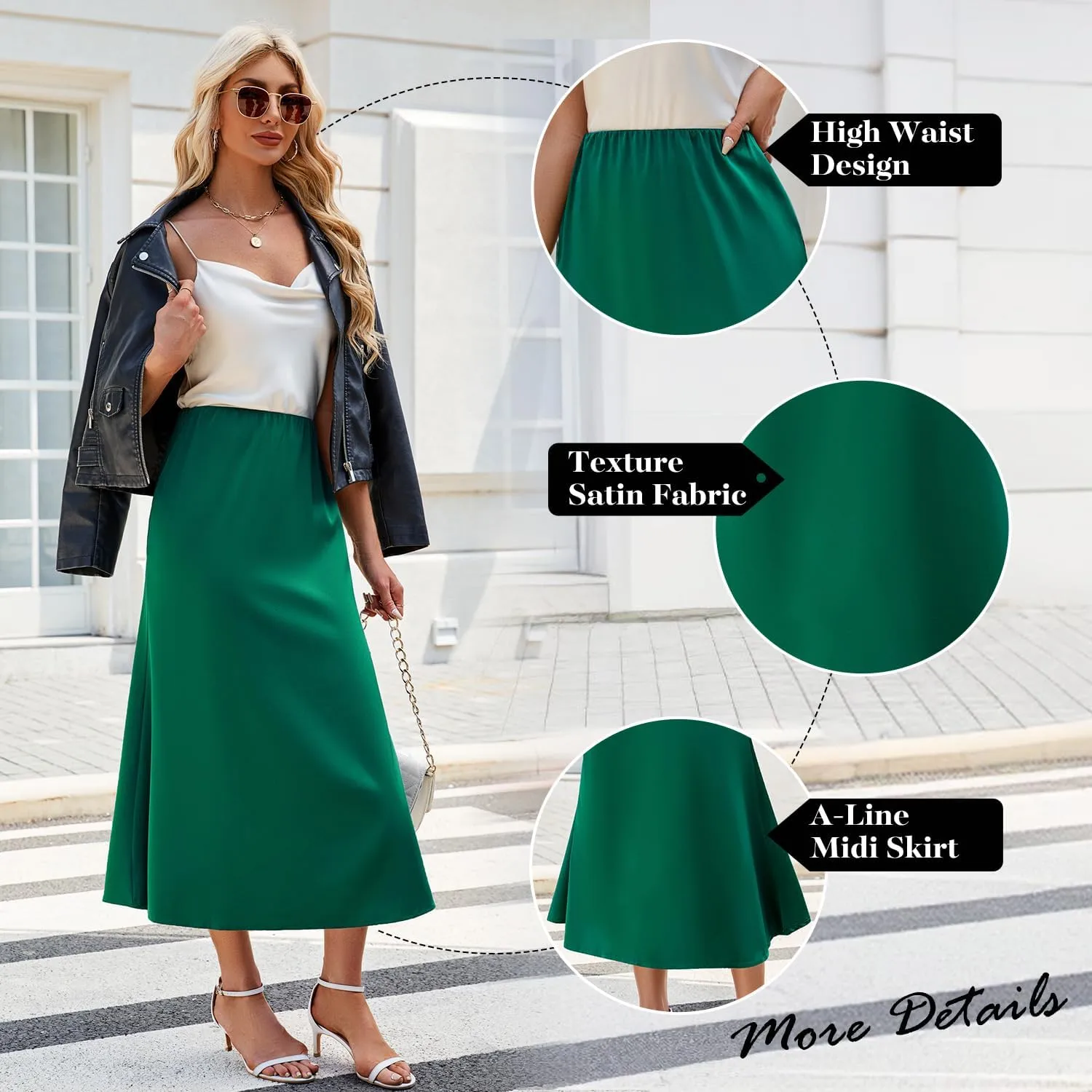 Womens Satin Skirts for Womens Silk Skirt Midi Skirt High Waisted Satin Dress Elegant Work Skirts