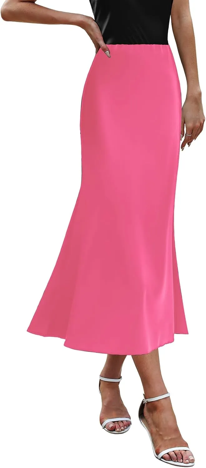 Womens Satin Skirts for Womens Silk Skirt Midi Skirt High Waisted Satin Dress Elegant Work Skirts