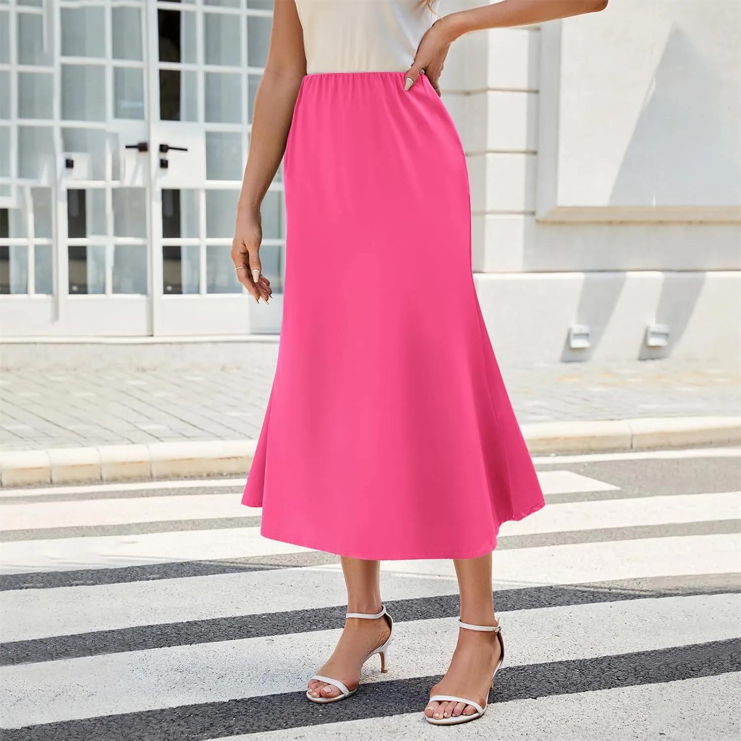 Womens Satin Skirts for Womens Silk Skirt Midi Skirt High Waisted Satin Dress Elegant Work Skirts
