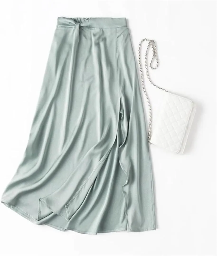 Women's Satin Skirts High Waisted Flared Casual Casual A-Line Work Office Skirt Midi Skirt