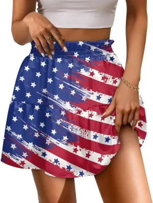 Women's Sexy Mini Skirt High Waist Flowy Summer Beach Aline Skirts for Night Clubs Music Festivals Party