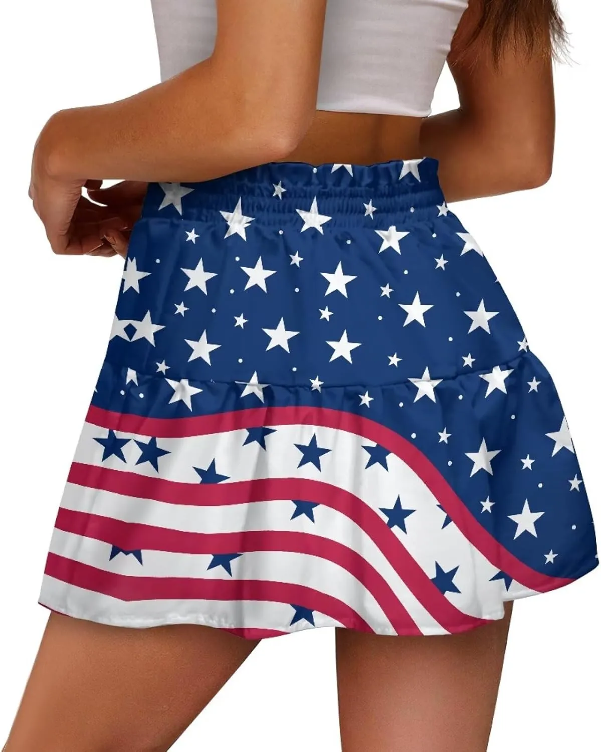 Women's Sexy Mini Skirt High Waist Flowy Summer Beach Aline Skirts for Night Clubs Music Festivals Party