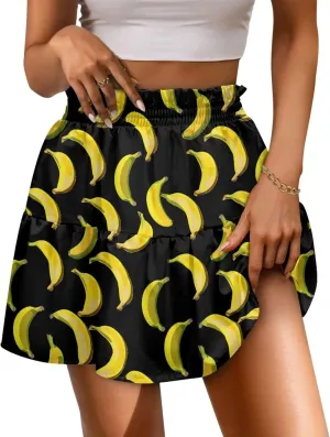 Women's Sexy Mini Skirt High Waist Flowy Summer Beach Aline Skirts for Night Clubs Music Festivals Party