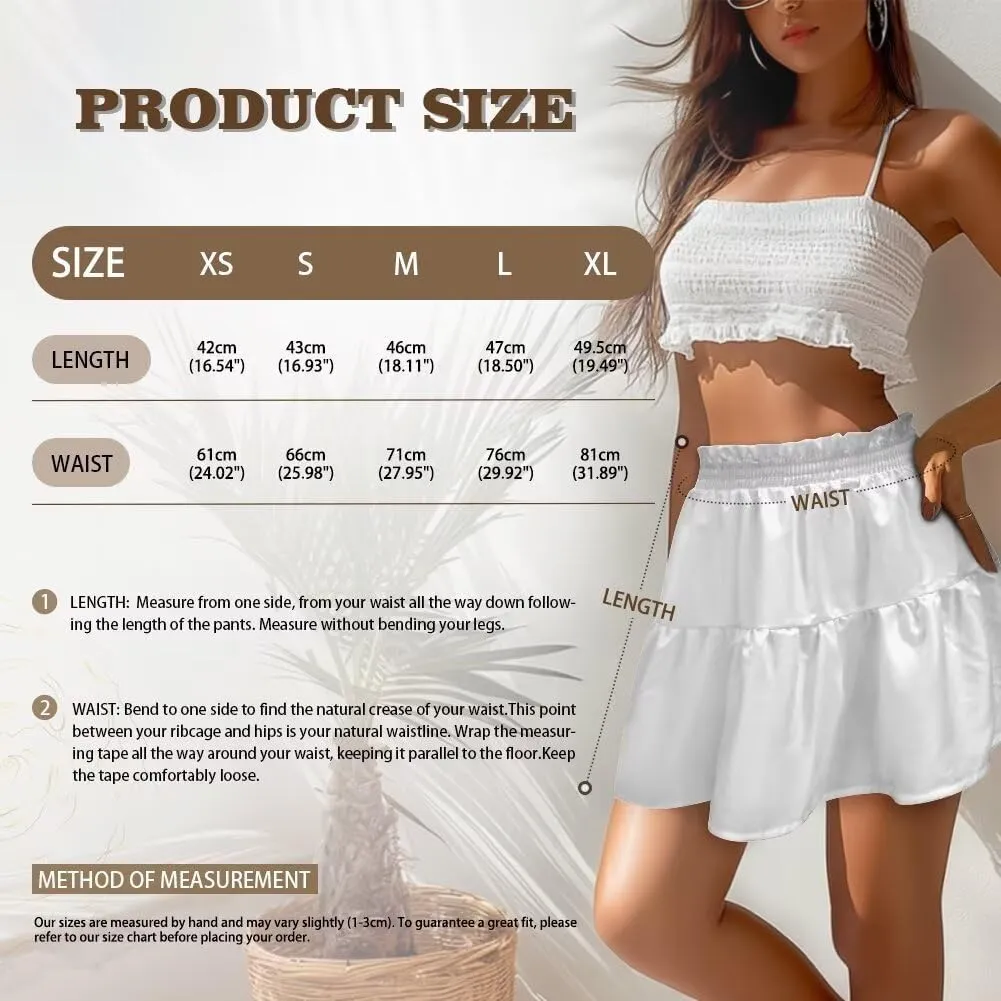 Women's Sexy Mini Skirt High Waist Flowy Summer Beach Aline Skirts for Night Clubs Music Festivals Party