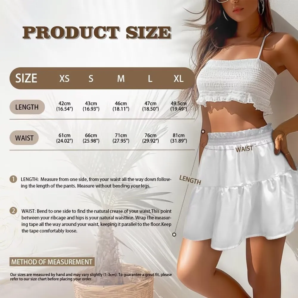 Women's Sexy Mini Skirt High Waist Flowy Summer Beach Aline Skirts for Night Clubs Music Festivals Party