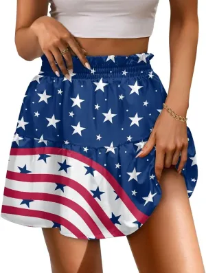 Women's Sexy Mini Skirt High Waist Flowy Summer Beach Aline Skirts for Night Clubs Music Festivals Party
