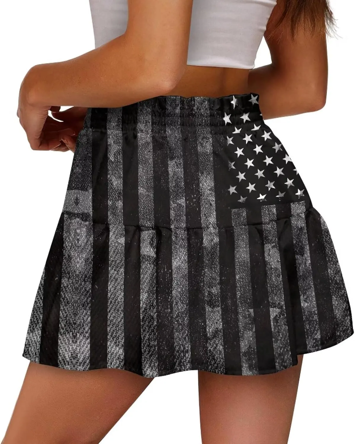 Women's Sexy Mini Skirt High Waist Flowy Summer Beach Aline Skirts for Night Clubs Music Festivals Party